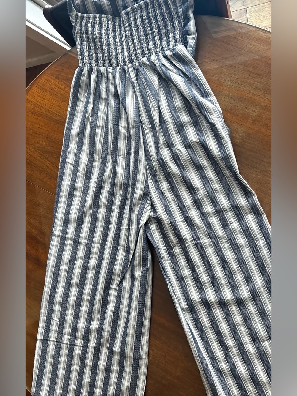 Cupshe Striped Halter Wide-Leg Jumpsuit in Navy & White - Picture 6 of 7